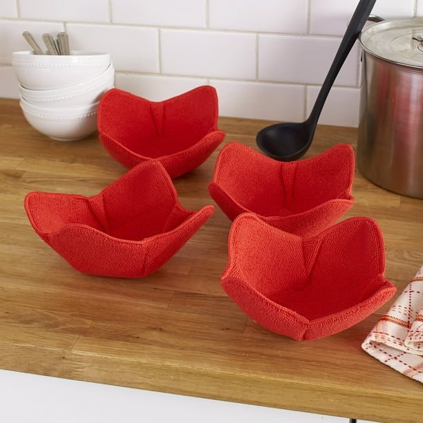 CLEARANCE Bowl Cozy Set of 2 Microwave Hot Pad Fabric Bowl Soup Cozy Santa Claus Christmas Fabrics Great For Hot Or Cold Food